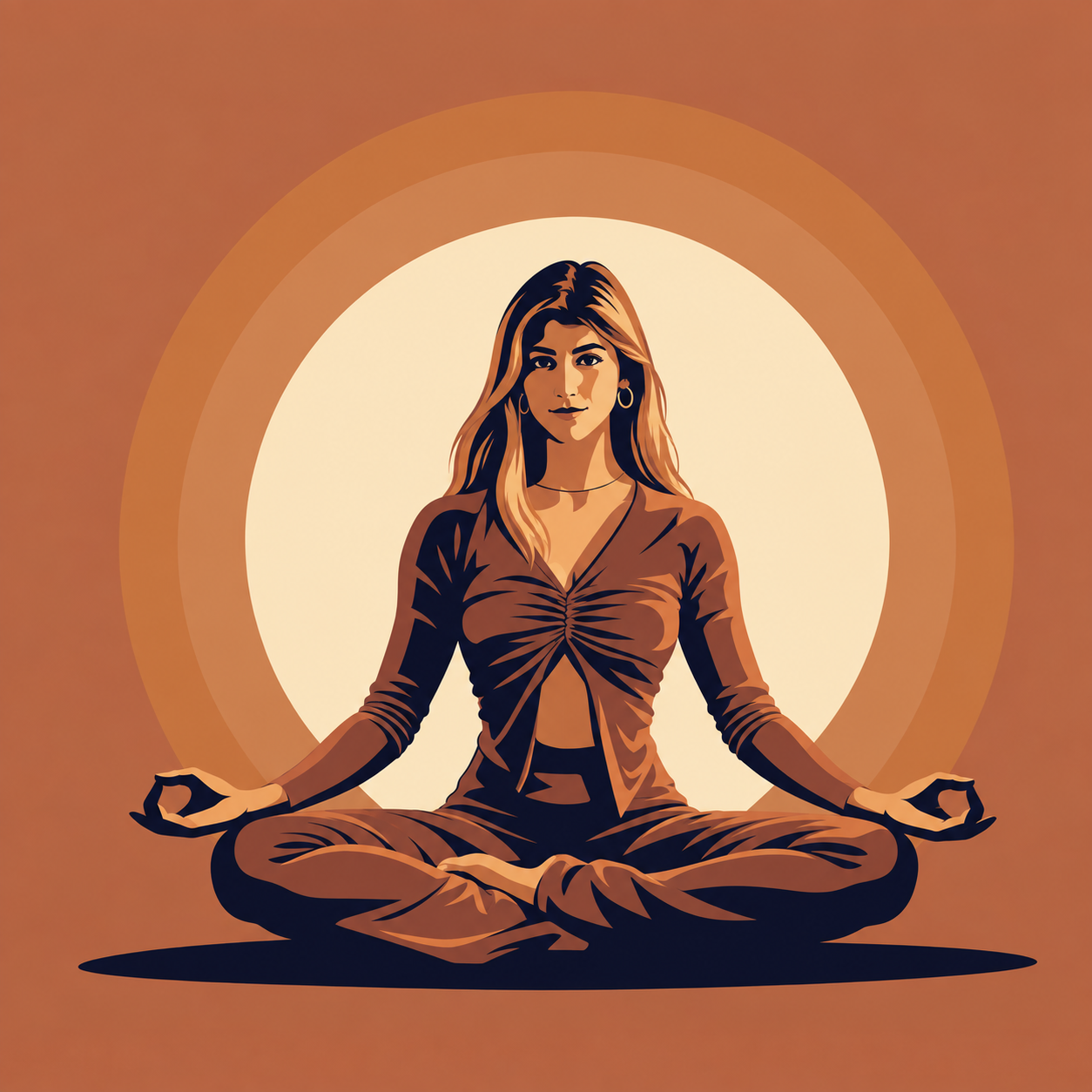 Ilustração de Aline Magri sentada em meditação.